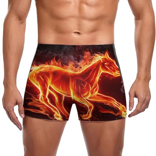 Boxer de bain homme cheval en feu anti frottement pour piscine