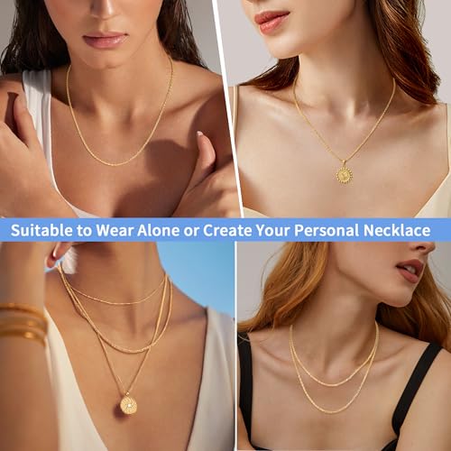 Jewlpire 14K Plated Gold Chain Necklace For Women, 2Mm Rope Chain Gold Chain For Women Sturdy Women'S Chain Necklaces thumb #3