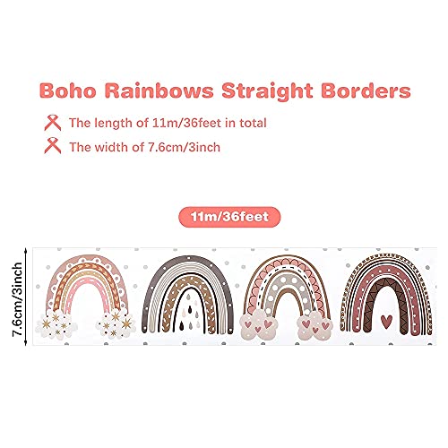 Creely 20M Boho Rainbow Bulletin Board Borders Rainbow Rechte Borders Klaslokaal of Home School Decoratie - Image 3
