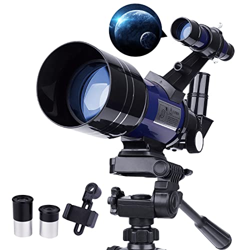 Telescopios Astronomicos 70 mm Refractor, 15X-150X Telescopios Astronomicos Niños HD Portátil con Instrucción en Español para Niños y Adultos Principiantes Cover
