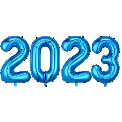Luftballons Zahl 2023 Neujahr Dekoration 32 inch Zahlen Ballon Nummer 2023 Luftballon Ballon 2023 Deko zum Neujahr Silvester Ballon 2023 Frohes Neues Jahr Folienballon 2023 Deko (Blau) Cover
