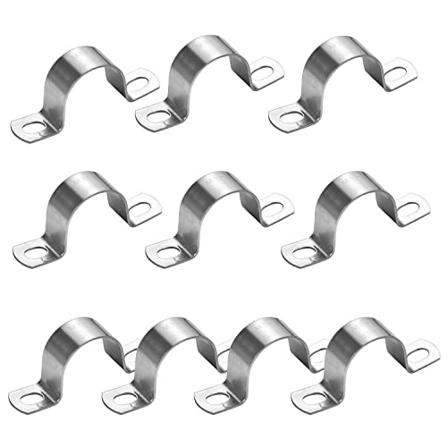 Peromi 10 Pcs 1-1/4 Inch Heavy Duty U-Tube Strap Clamp- 2 Hole,Stainless Steel-304 Rigid U-Bracket Pipe Strap Clamp Hanger Tube Tension Clips Id 32Mm #TOP13