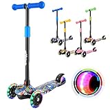 Hikole Patinete para Niño y Niña con Tres Ruedas Brillantes,Vistoso