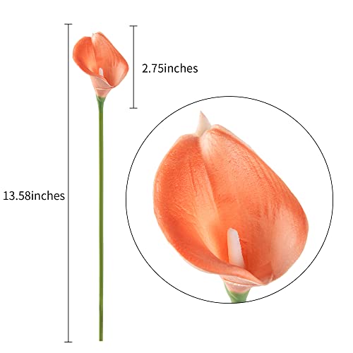 Duhouse 20Pcs Artificial Calla Lily Flower Real Touch Latex Flowers For Diy Wedding Bouquet Party Home Decor (Coral) #TOP1