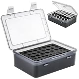 TETEWEVER Batterie Aufbewahrungsbox für 54 AAA AA Batterien Durchscheinend Schwarz Batteriebox Aufbewahrung Batterien Aufbewahrung Akku Aufbewahrungsbox Batterie Organizer für Reisen Zuhause Küche