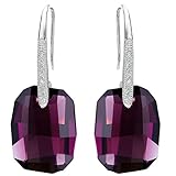 EleQueen 925 Sterling Silver CZ Rectangle Hook Drop Earrings Amethyst Color Made with Swarovski Crystals