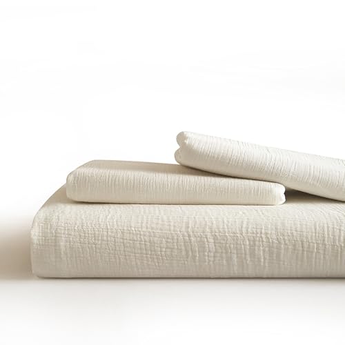 SE SOFTEXLY Muslin Duvet Cover Oversized King Size, 100% Washed Cotton Duvet Cover Set, Ultra Soft Comforter Cover Linen Like, 3 Pieces Gauze Duvet Cover with 2 Pillowcases, 98"x120", White