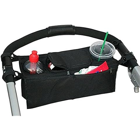 Vikenner Multifunctional Baby Stroller Cup Bag Storage Organizer Pram Pushchair Cup Holder Buggy Bottle Drink Food Hanging Storage Pouch for Small Items Cup Baby Diaper - Black Cover