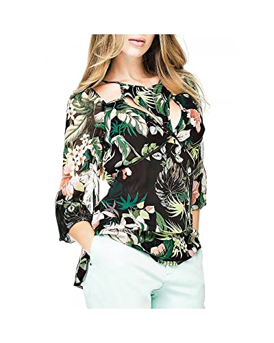 Top femme Jazmin Guess motif jungle noir au look sauvage