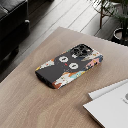 Coque iPhone 14 Pro chat noir rigide mate anti-reflets - 4
