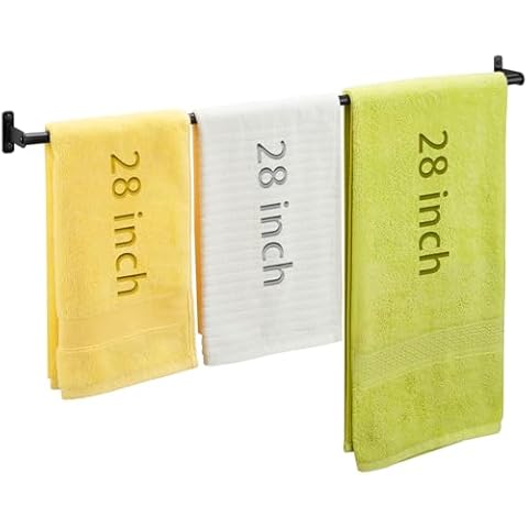 Towel Bar for Bathroom Wall, 28 Inch Towel Racks for Bathroom Wall Mounted, Heavy Duty Bathroom Hand Towel Holder Organizer, Stainless Steel Single Black Towel Holder Cover