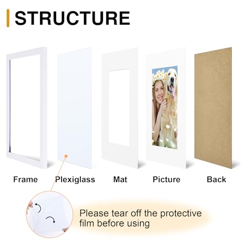 decorUhome 8.5 by 11 Picture Frame Set of 10, Display Photos 6x8 with Mat or 8.5x11 Unmatted for Picture Frames Collage Wall Decor, White