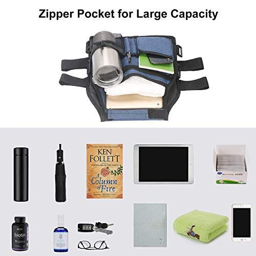 Side Walker Bags,Walker Organizer Pounch For Rollator And Folding Walkers,Walker Side Accessories For Elderly, Seniors, Handicap, Disabled (Double Sided) (Blue) #TOP3