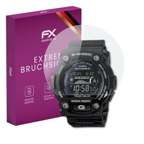 atFoliX Plastic Glass Protective Film compatible with Casio GW-7900B-1 Glass Protector, 9H Hybrid-Glass FX Screen Protector