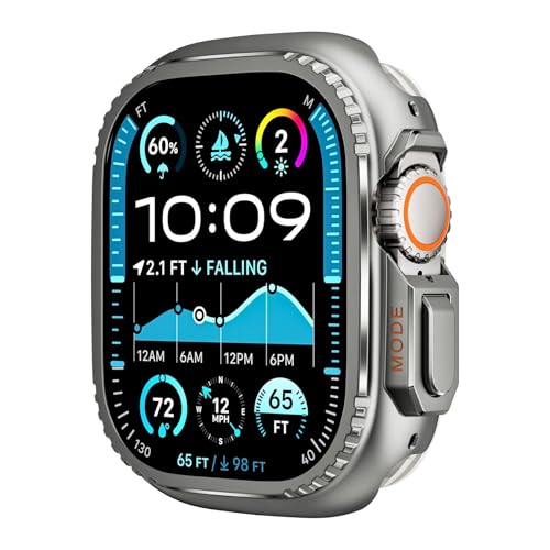 Coque en métal Apple Watch pour le sport, protection antichoc iWatch S10 look Ultra gris