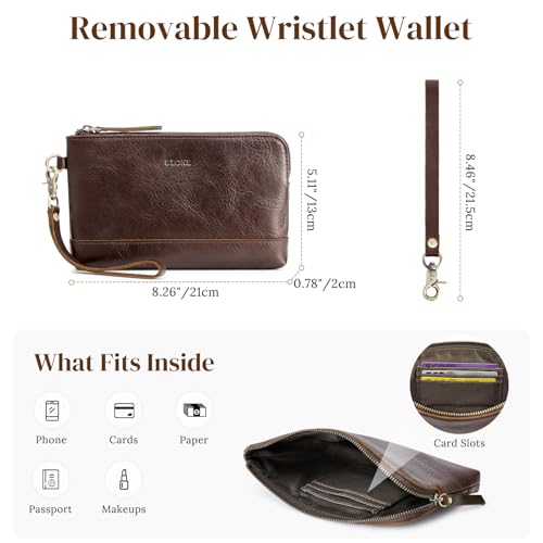 S-ZONE Women Leather Tote Crossbody Bag Large Work Shoulder Handbag Purse with Laptop Sleeve and Wrist Wallet 2Pcs Set - Image 5