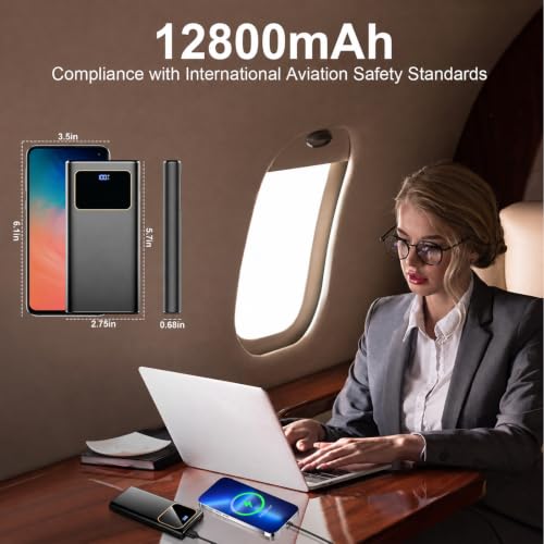 Power Bank Fast Charging 12800mAh, Slim Portable Charger for iPhone Samsung