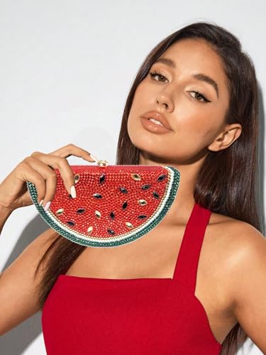Image of RomanticDesign Cute Watermelon Rhinestone Evening Clutch for Women Glitter Crystal Purse Party Cocktail Banquet Handbag