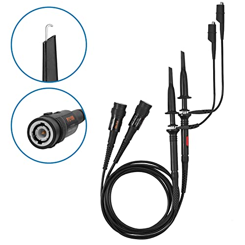 AUTOUTLET 2PCS P2100 100MHz Oszilloskop Probe Kit, Oszilloskop-Tastkopf mit BNC zu Krokodilklemme Messleitung Kit, 10: 1 und 1: 1 Umschaltbarer Hochpräziser Scope Oscilloscope Clip Probes