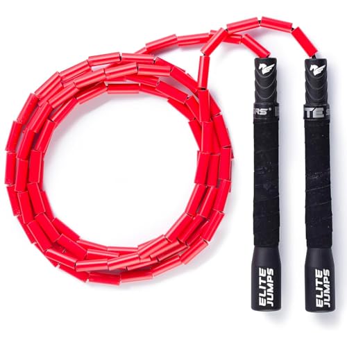 Elite Jumps Freestyle Beaded Jump Rope for Cardio Training - Workout Jump Rope with Unbreakable Long Handles and Shatterproof Beads - Designed for Beginners or Pros - Ideal Fitness