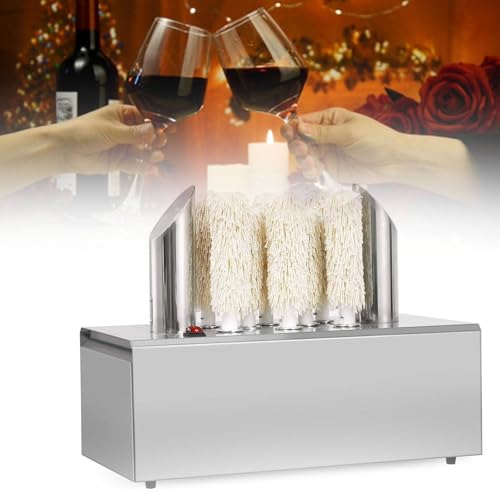 ZXINXIN Professional Gastro Stainless Steel Glass polishing Machine for up to 300-660 Glasses/Hour with hot air Blower and 3/5/8 Rotating Heads, Suitable All Common Types of Glasses 8heads