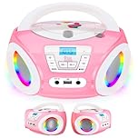 TinyGeeks Tunes Kids Boombox CD Player for Children - FM Radio - Includes Batteries - Rose Radio - CD Player with Speakers for Kids and Toddlers - Rose