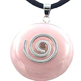 Steinfixx® - Premium Edelstein Donut mit Silberanhänger | 80cm Band | mit Geschenkverpackung |100% echter Heilstein | Edelstein | Glücksstein | Chakra-Stein | Geschenk (Rosenquarz)