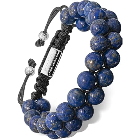RTZN® Lapis Lazuli Bracelet for Men – Premium Artisan Handcrafted Authentic Blue Lapis Lazuli Mala Bead Bracelet – Adjustable Beaded Bracelets for Men (Morocco) Cover