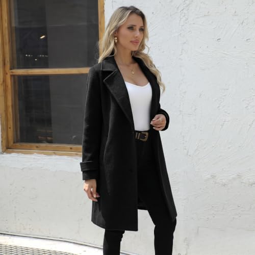 Womens Long Wool Coat Winter Casual Single Breasted Pea Coats - image 4