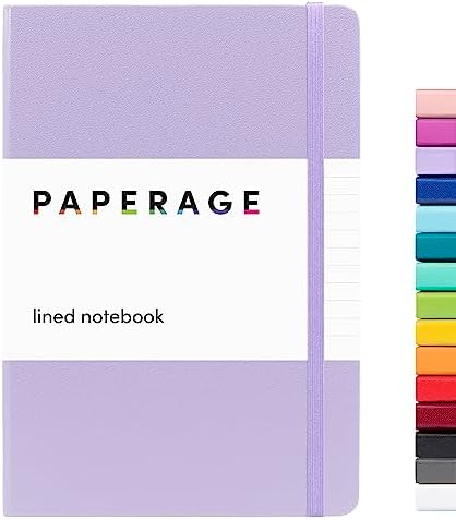 PAPERAGE Lined Journal Notebook, (Lavender), 160 Pages, Medium 5.7 inches x 8 inches - 100 gsm Thick Paper, Hardcover