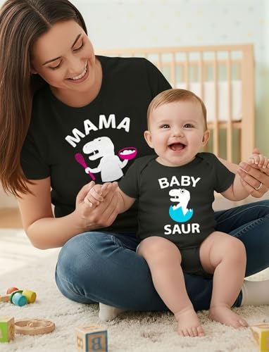 Image of Mama Saur Baby Saur Mommy and Me Matching Outfits Mothers Day Mom and Baby Shirt