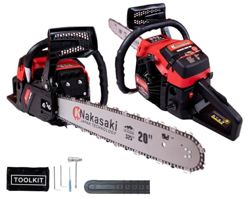 KNAKASAKI Motosierra De Gasolina con Rendimiento De Corte De 78CC, 3,0CV, Motosierra De Gasolina De 20 Pulgadas Para Árboles De Granja, Jardín Y Rancho, Motosierra Profesional,