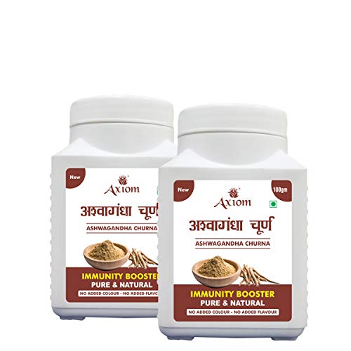 Axiom Ashwagandha Churna 100 gm (Pack of 2) | Healthy & Immunity Builder | Antioxidant Properties | Helps to Reduce Stress & Anxiety | 100% Natural WHO GMP GLP Certified Product |