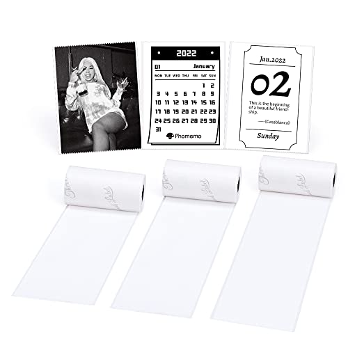Papel adhesivo térmico para impresora térmica Memoking M02E-Sticky 1 7/8" x 137 3/4" (53 mm x 3,5 m) para fotos, textos, notas de estudio, compatible con M02 / M02S / M02 Pro / M03 / M03AS / M02D Cover