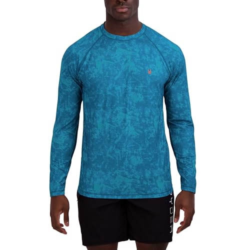 Spyder Men's Long Sleeve Rashguard – UPF+, Quick-Dry, Hybrid Swim Shirt, Surfing, Hiking, Workouts