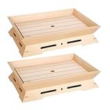 POPETPOP 2 piezas Platos Sushi de Madera Japoneses Bandeja Aperitivos Sashimi Presentación Elegante para Servir Casa y Eventos
