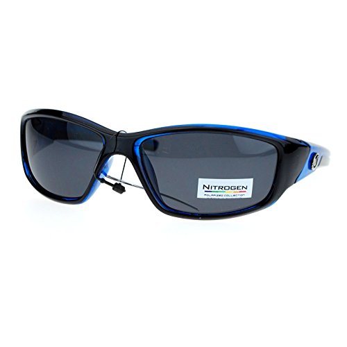 Nitrogen Polarized Mens Classic Oval Plastic Warp Sport Sunglasses Blue2