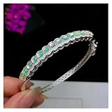 Brazalete de ópalo Natural y Real, Plata sólida S925 para Mujer, Anillos de Piedra de Color, joyería