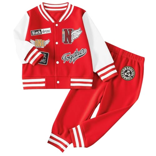 Kids 2 Piece Outfit Baseball Jacket and Pants Set Toddler Boys Girls Sportswear Tracksuit Casual Clothing Spring Fall
