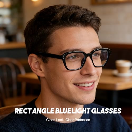 Image of Dollger Blue Light Glasses Men Vintage Thick-Framed Rectangle Non-Prescription, For Computer,Gaming, Phone Use