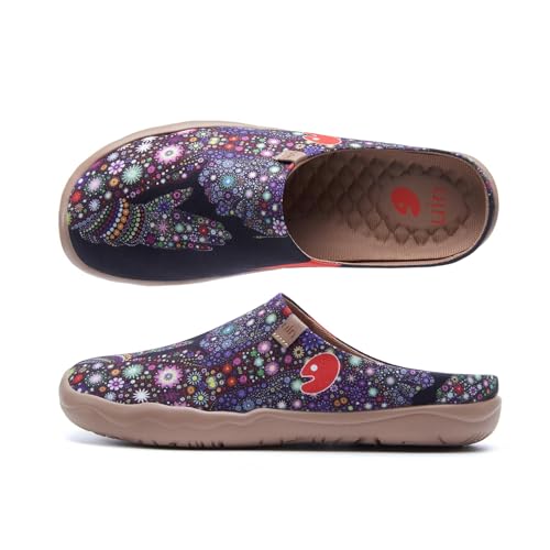 Image of UIN Slipper Woman Travel Art Painted Shoes Wide Toe Casual Home Slip On Mules Malaga