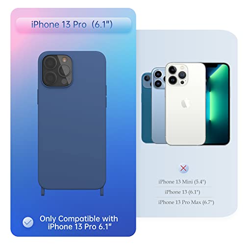 Image of Compatible with iPhone 13 Pro Case with Lanyard Crossbody iPhone Case with Strap 13 Pro Adjustable Shockproof Drop Protection Silicone Phone Cover for iPhone 13 Pro 6.1'' Dark Blue