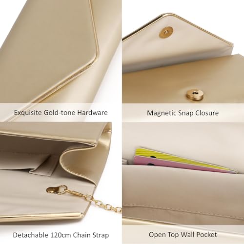 Image of DETARA Women Evening Bag Vegan Leather Clutch Purse Shoulder Crossbody Envelope Bag for Party Wedding Prom Bridal
