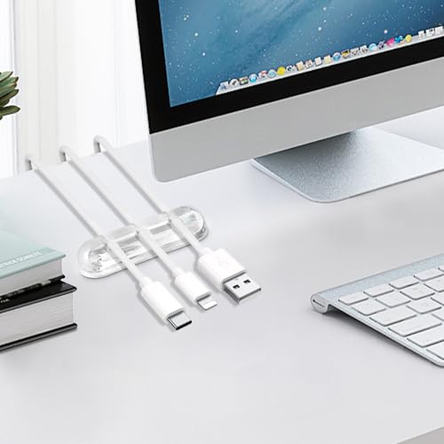 Image of SOULWIT Cable Holder Clips, 3-Pack Cable Management Cord Organizer Clips Silicone Self Adhesive for Desktop USB Charging Cable Nightstand Power Cord Mouse Cable Wire PC Office Home