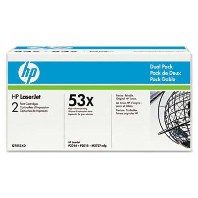 Pack de 2 toners Q7553X noir haute capacité pour imprimante HP 53X