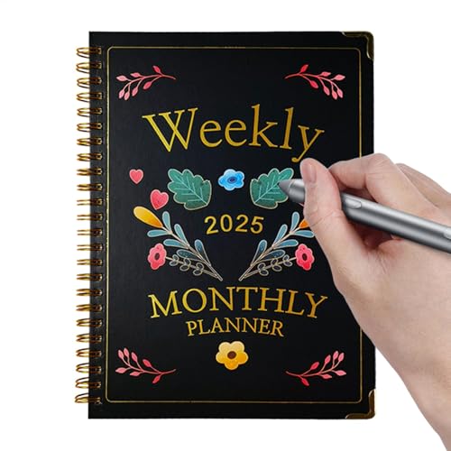 Agenda de calendario | Agenda diaria 2025 de 71 páginas, cuaderno organizador académico en espiral, cuaderno mensual de tapa dura para estudiantes