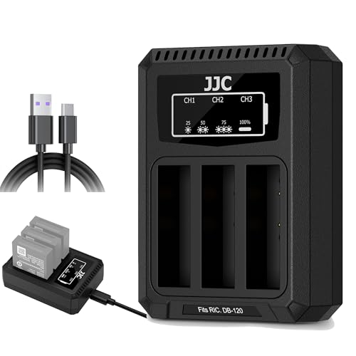 RICOH Battery Charger BJ-12　GR 4バッテリー充電器 JJC Triple Battery Chargers with Type-C Port for Rioch DB-120