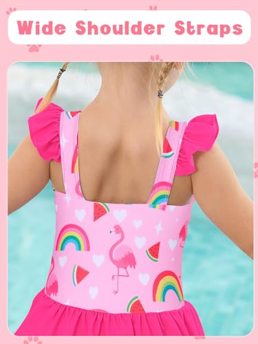 Image of Toddler Girls One Piece Ruffle Swimsuit Mermaid Bathing Suit 2-7Y | UPF 50+ quick-dry girls swimsuit,Cute flutter sleeves and ruffled hem,Mermaid Swimwear for pool,party,beach vacation.