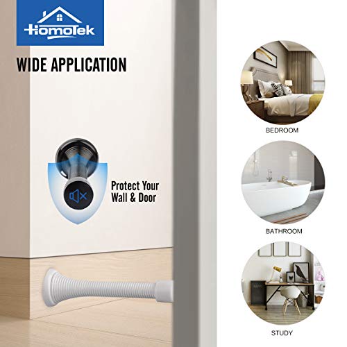 Image of HOMOTEK 30 Pack Spring Door Stops,3-1 /8 inch Heavy Duty Door Stop - Flexible Spring Door Stopper with Low Mounted White Rubber Bumper Tips, White