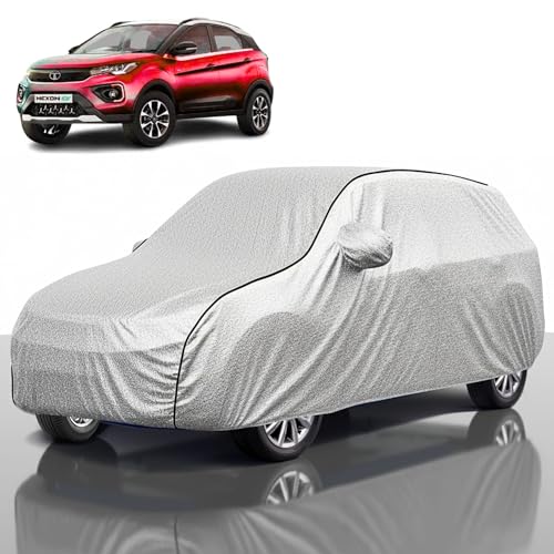 Image of Kayme Compatible with Silver Nexon Car Cover Waterproof Car Body Cover for All Weather Proof & Full Bottom Elastic, Triple Stitching with 100% Nail Proof Cover